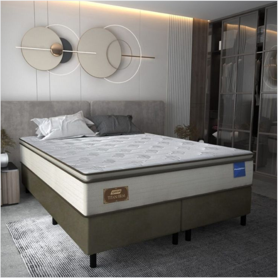 CONJUNTO QUEEN BASE SIMPLES COLCHÃO GAZIN TITAN FIRM