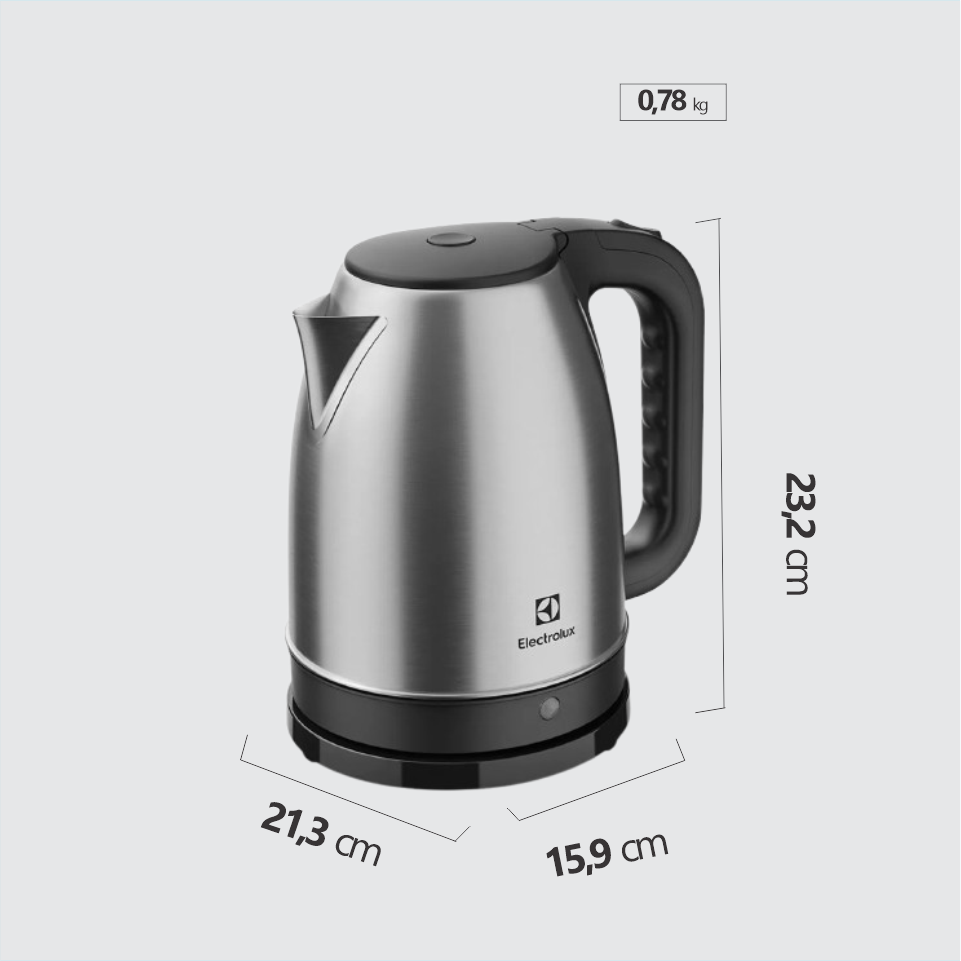CHALEIRA ELÉTRICA ELECTROLUX 1,8L - 127vts02 COR INOX PRETO - COM DESLIGAMENTO AUTOMÁTICO