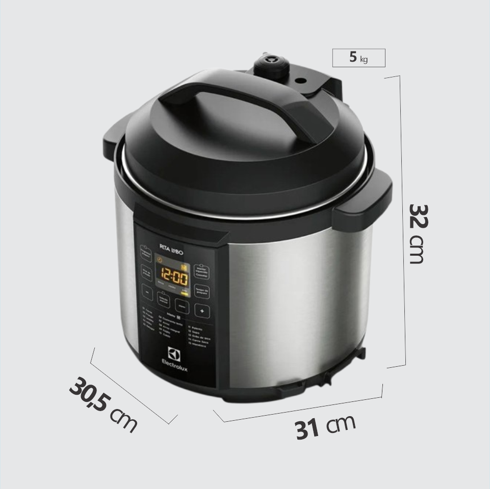PANELA DE PRESSÃO ELÉTRICA ELECTROLUX 6 LITROS 127vts cor preto painel digital 02
