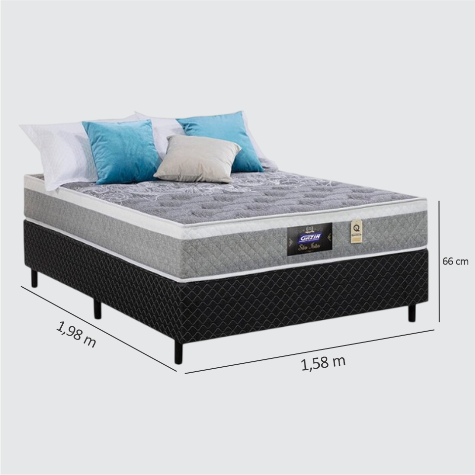 Conjunto Box Queen com Colchão Molas São Joao - 1,58 x 66cm