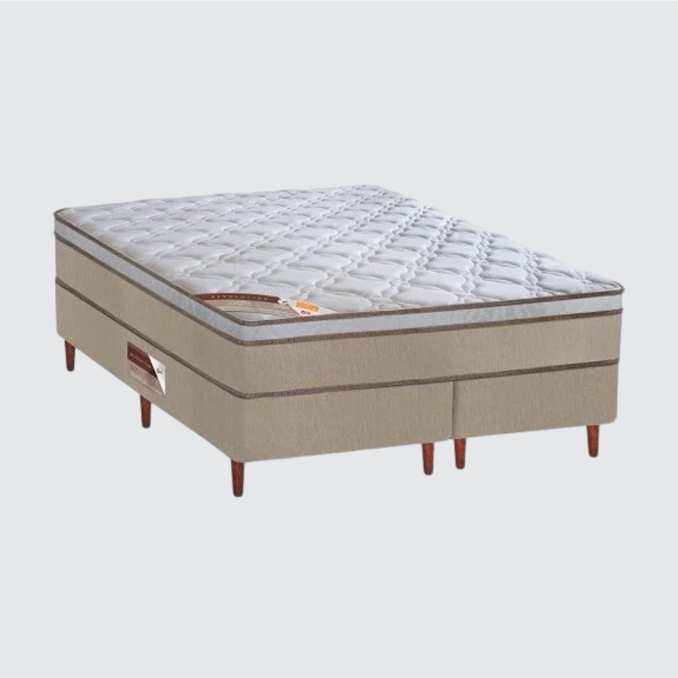 CONJUNTO BOX C COLCHÃO MOLAS ENSACADAS REVOLUTION TECNOPEDIC QUEEN
