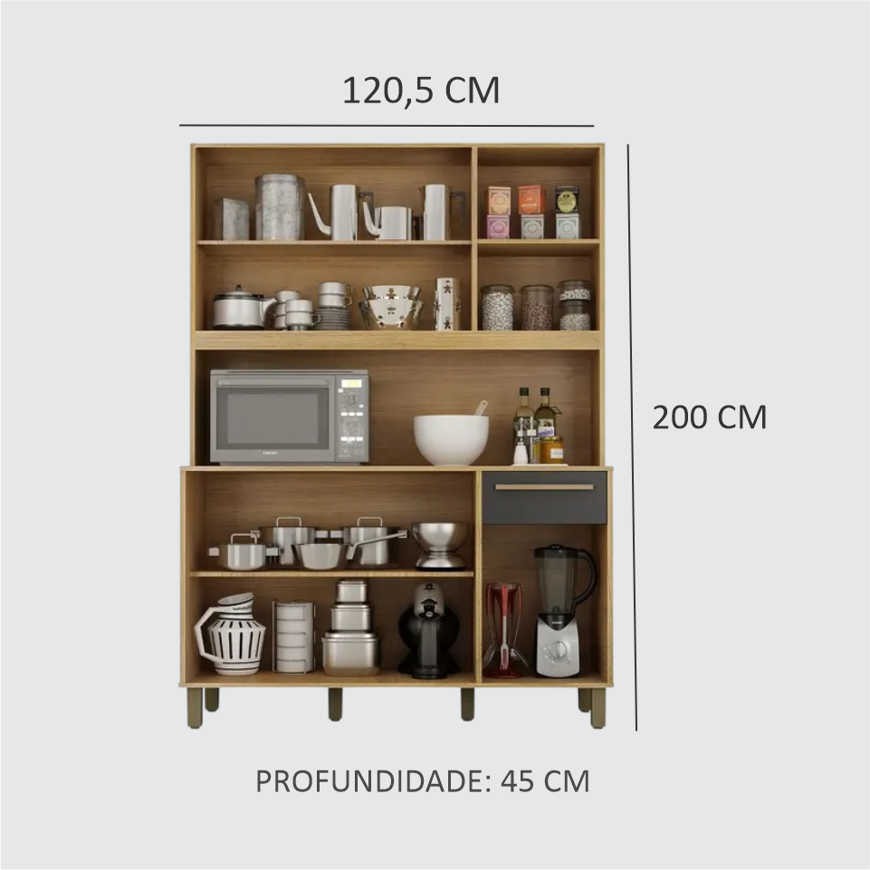 COZINHA RUBI COR CINAMOMO GRAFITE MEDIDA