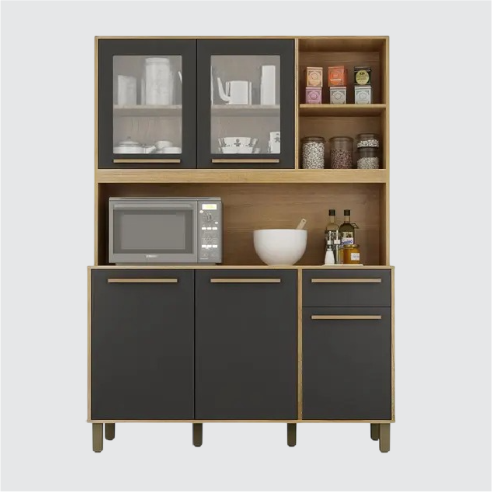 COZINHA RUBI COR CINAMOMO GRAFITE