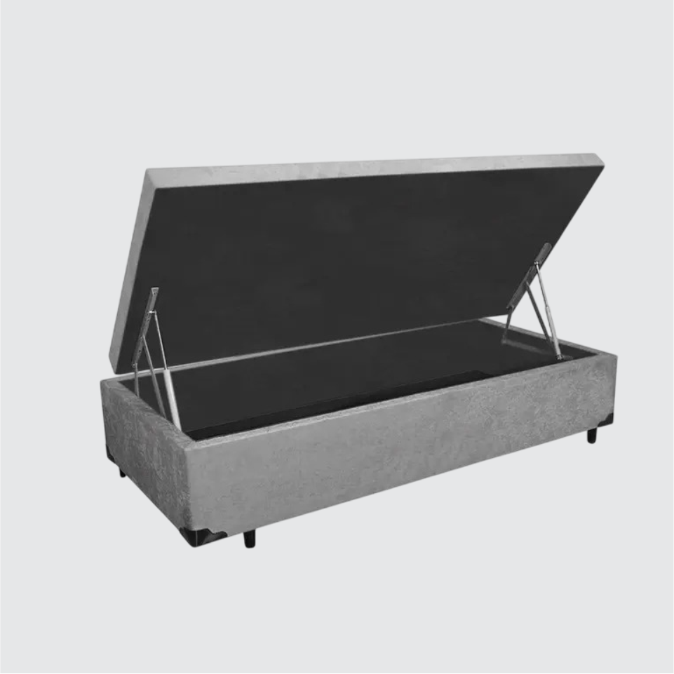 BASE BOX BAÚ SOLTEIRO SUEDE CINZA