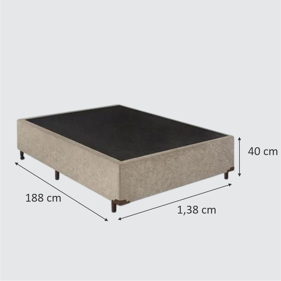 BASE BOX CASAL 1,38M Suede bege.