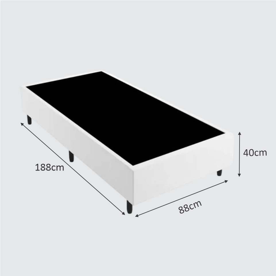 BASE BOX SOLTEIRO COMUM CORINO BRANCO.