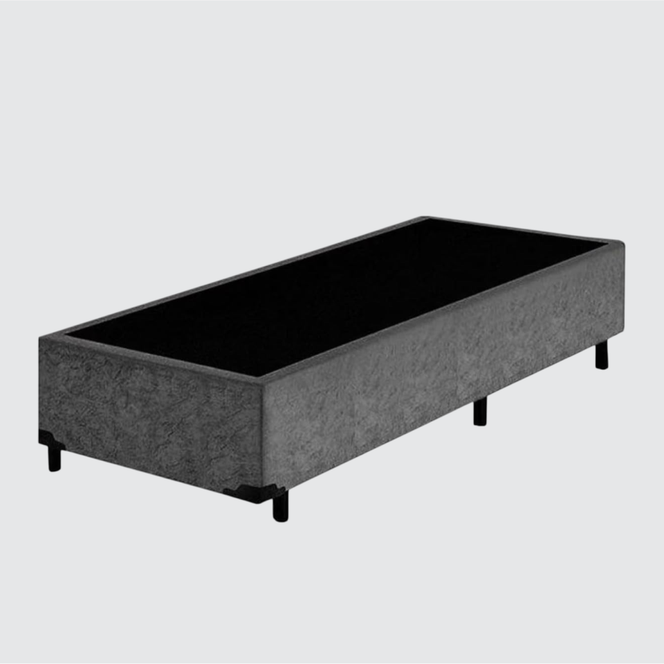 BASE BOX SOLTEIRO KING COMUM SUEDE CINZA