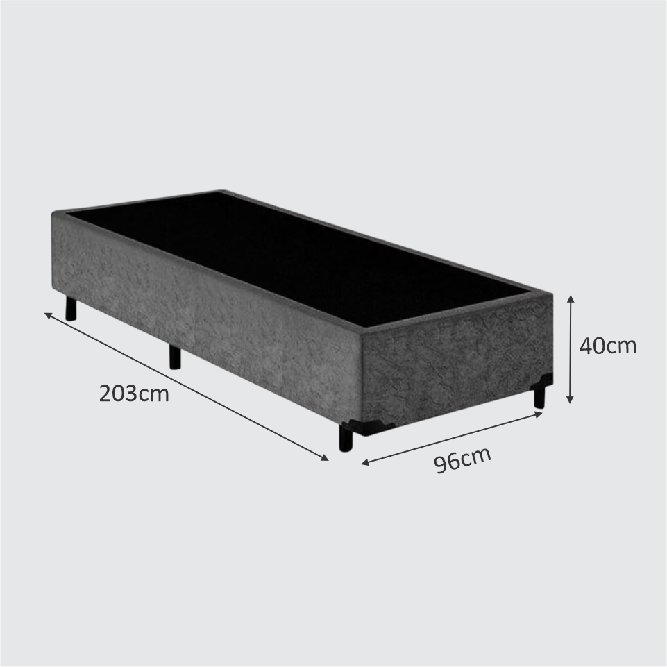 BASE BOX SOLTEIRO KING COMUM SUEDE CINZA.