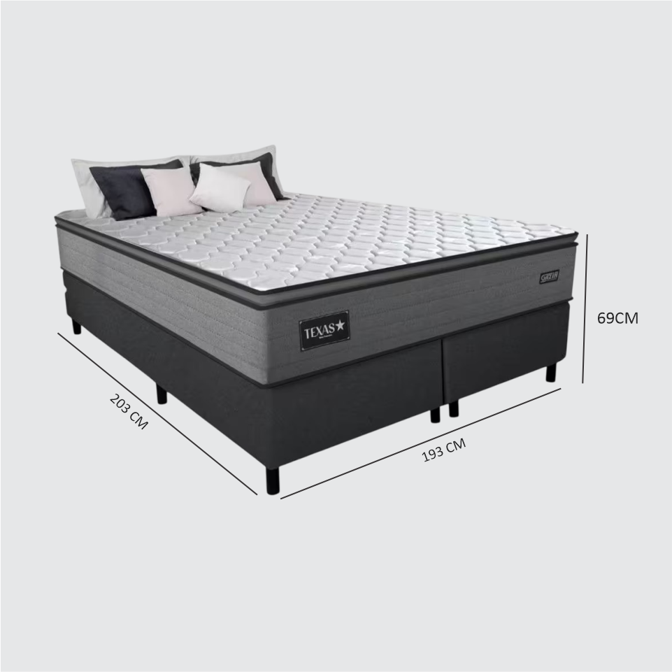 CONJUNTO BOX KING COM COLCHÃO MOLAS TEXAS.