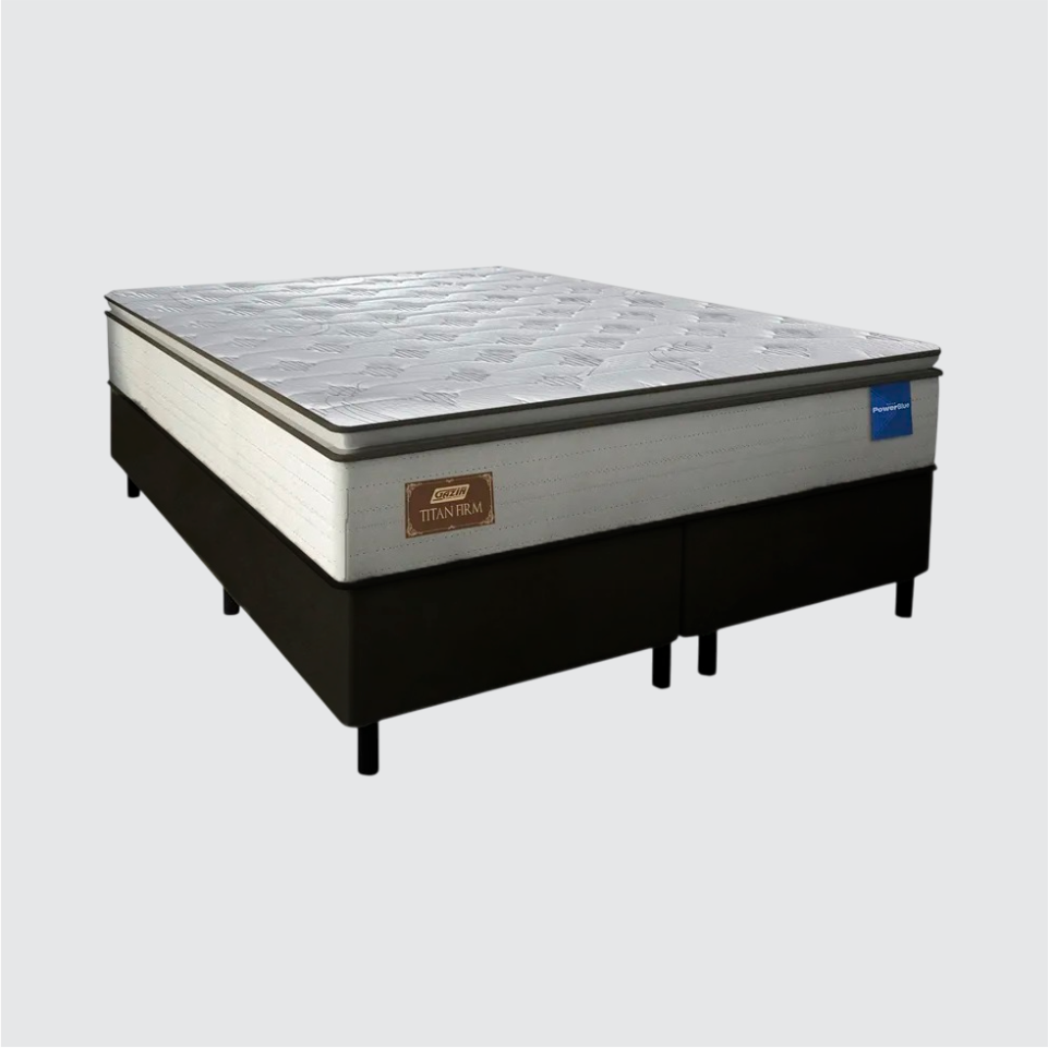 CONJUNTO BOX KING COM COLCHÃO MOLAS TITAN FIRM