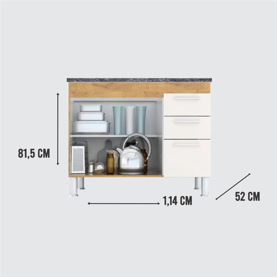 GABINETE gemeos 1,20 METRO CASTANHO OFF WHITE .