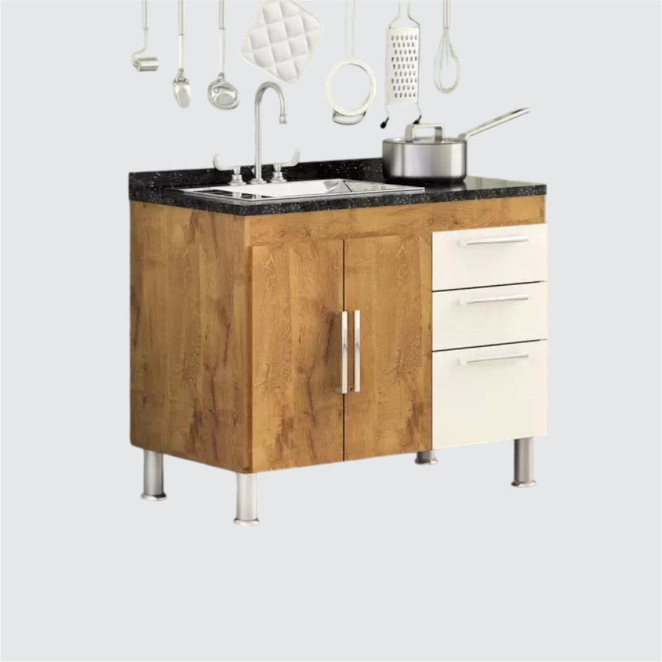 GABINETE gemeos 1,20 METRO CASTANHO OFF WHITE