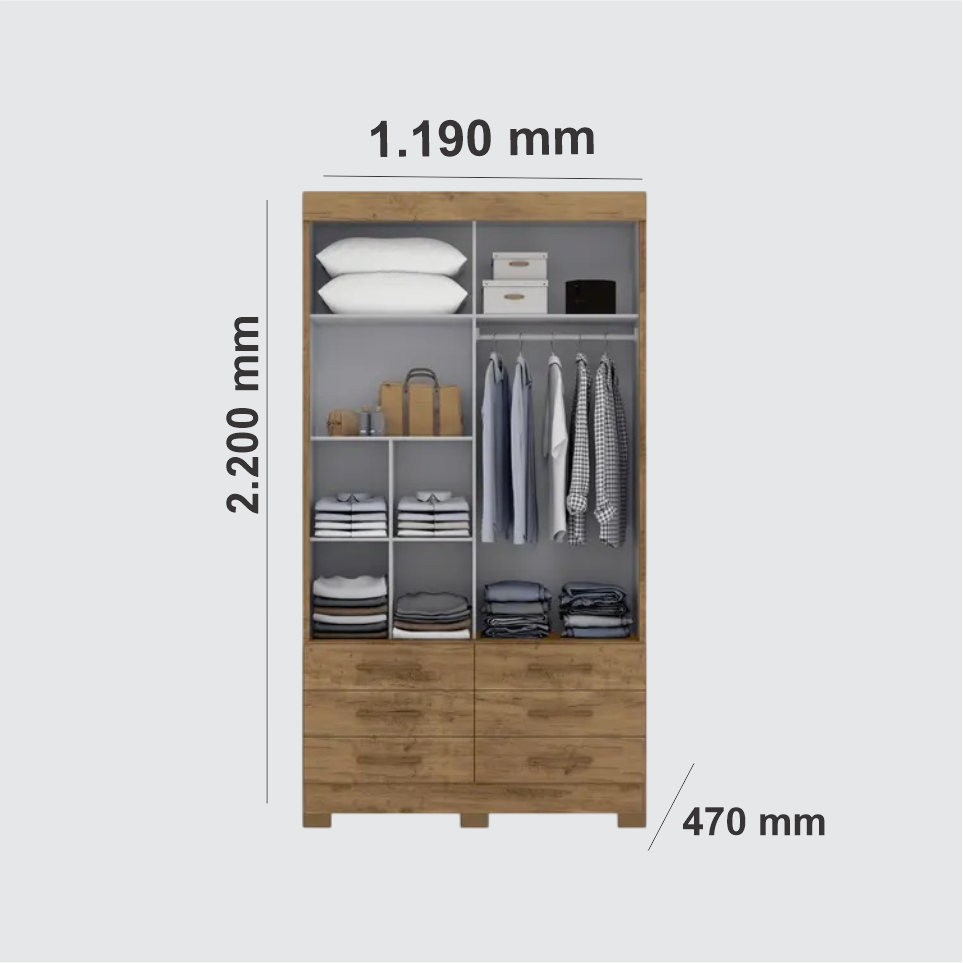 GUARDA ROUPA NEVADA NEW MOSCOU SEM ESPELHO Ipe tex Off white..