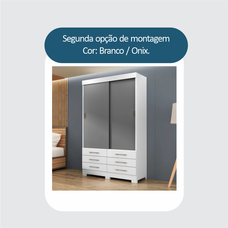 GUARDA ROUPA NEVADA NEW MOSCOU SEM ESPELHO branco.