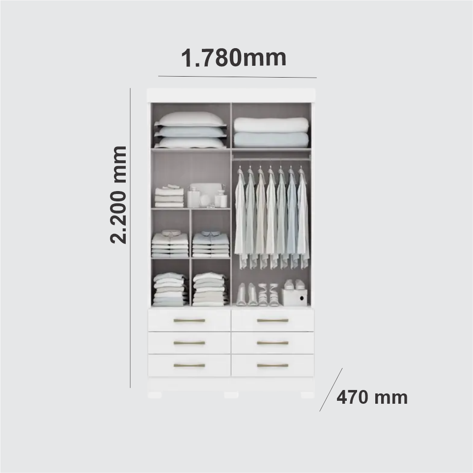 GUARDA ROUPA NEVADA NEW MOSCOU SEM ESPELHO branco..