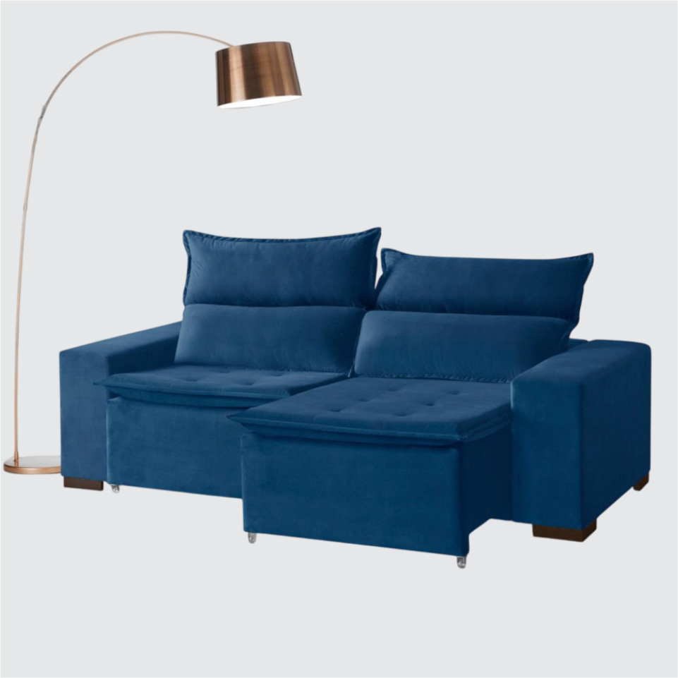SOFÁ RETRÁTIL ATOS DE 2,30M AZUL INCA 24