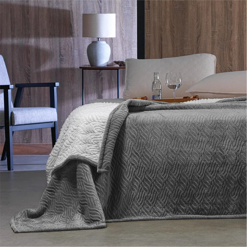 COBERTOR SHERPA GLAMOUR CASAL COR - CINZA 1,80 X 2,20M