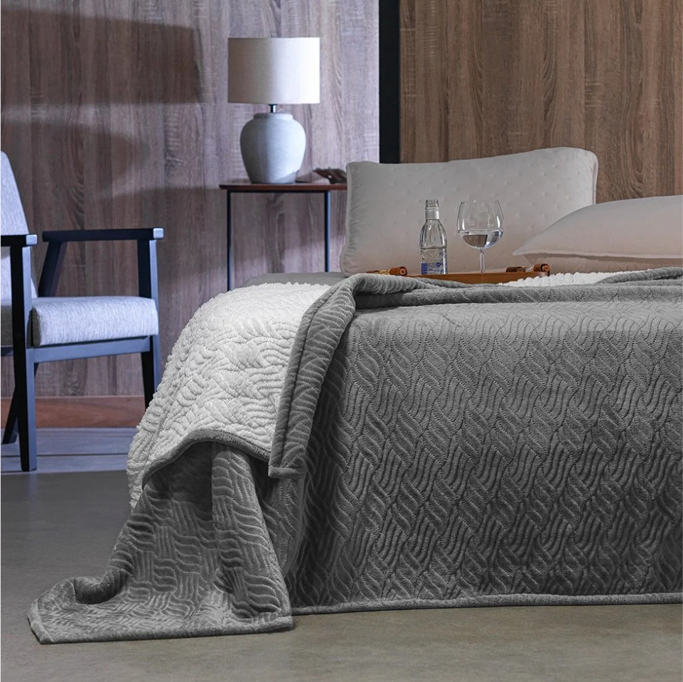 COBERTOR SHERPA GLAMOUR SOLTEIRO COR - CINZA 1,50 X 2,10M