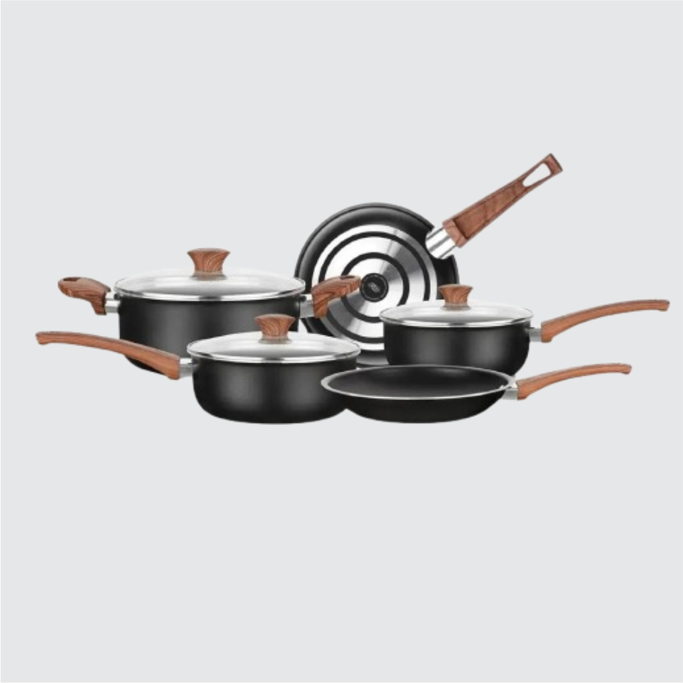 Conjunto De Panela Cerâmic Black Cor Preto - 5 peças antiaderente