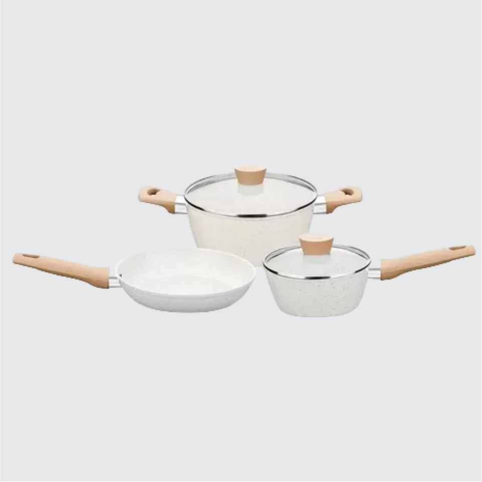 Conjunto de Panelas Carmela 3 peças cor vanila