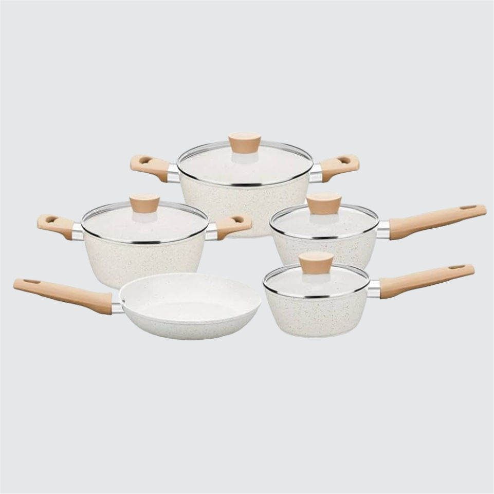 Conjunto de Panelas Carnela Vanilla 5 peças Cerâmica cor creme