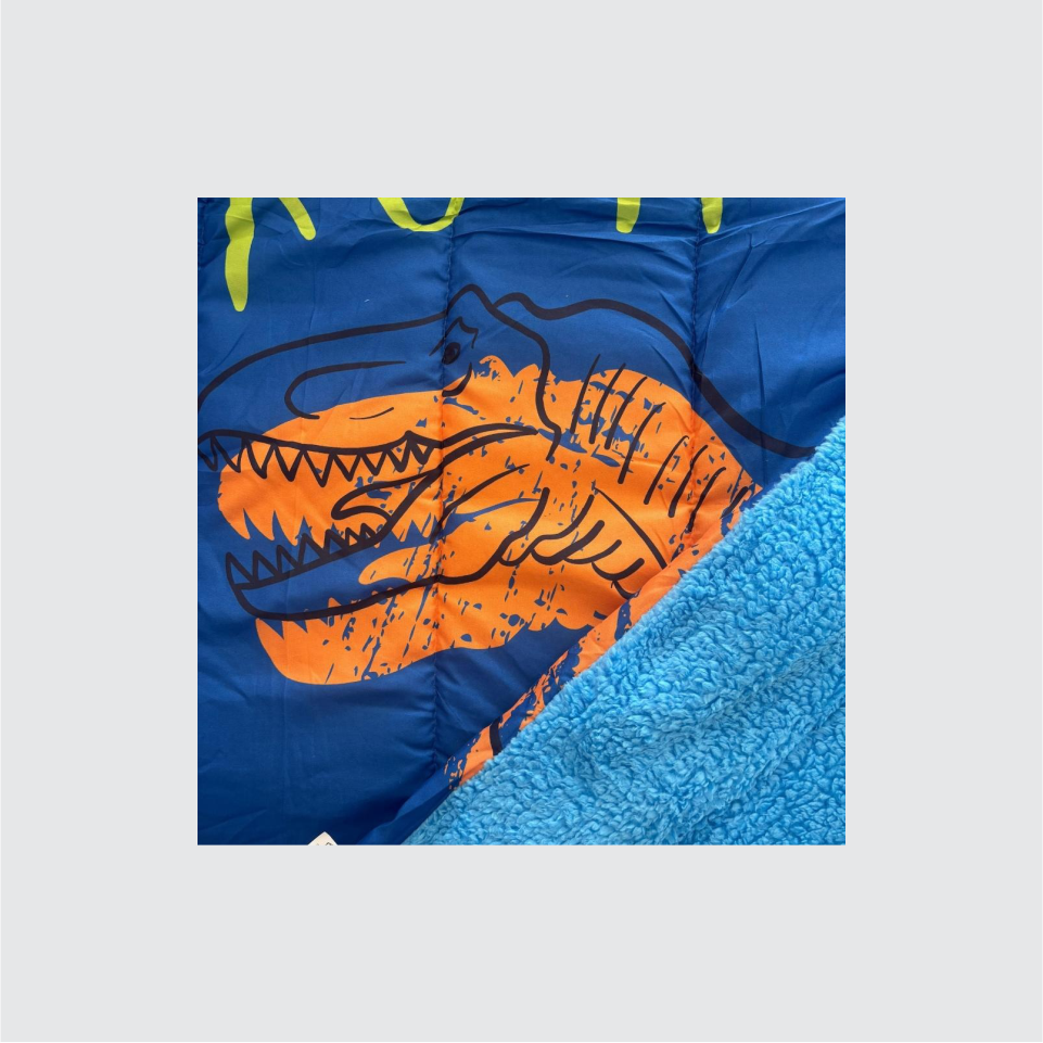 EDREDOM SOLTEIRO LÃ DE CARNEIRO - DINOSSAURO .