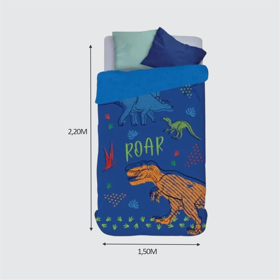 EDREDOM SOLTEIRO LÃ DE CARNEIRO - DINOSSAURO