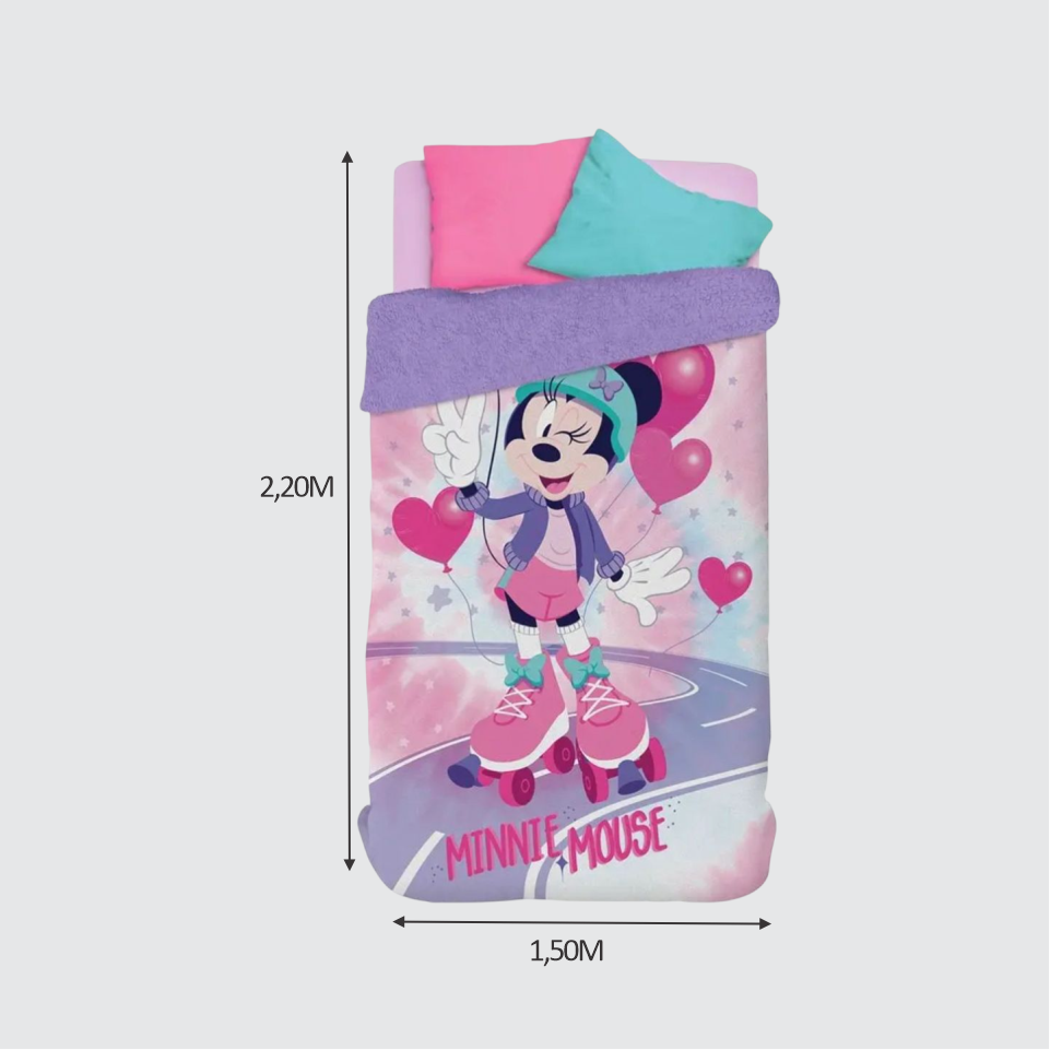 EDREDOM SOLTEIRO LÃ DE CARNEIRO - MINNIE