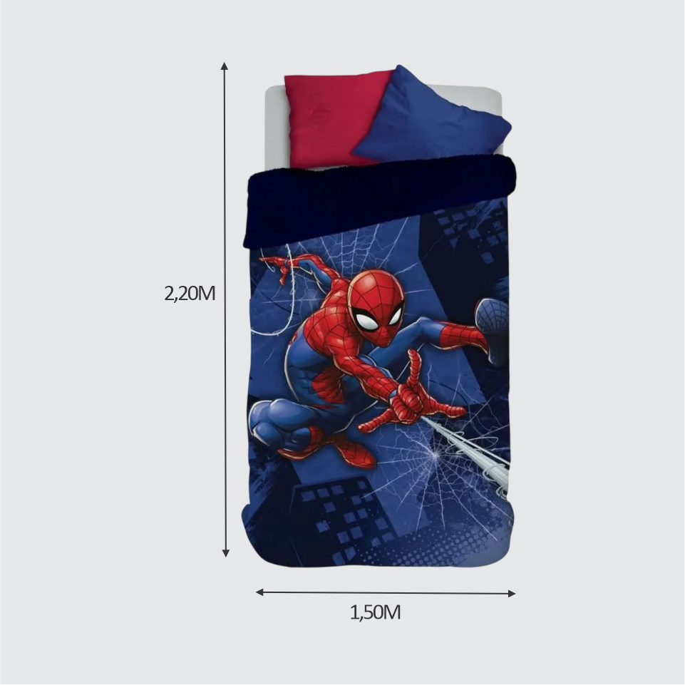EDREDOM SOLTEIRO LÃ DE CARNEIRO SPIDER MAN