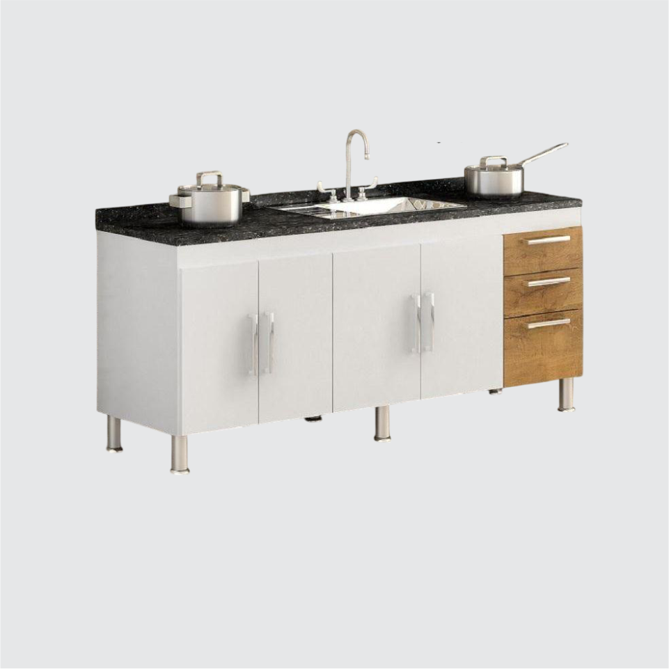 GABINETE GEMEOS 2 METROS BRANCO COM CASTANHO