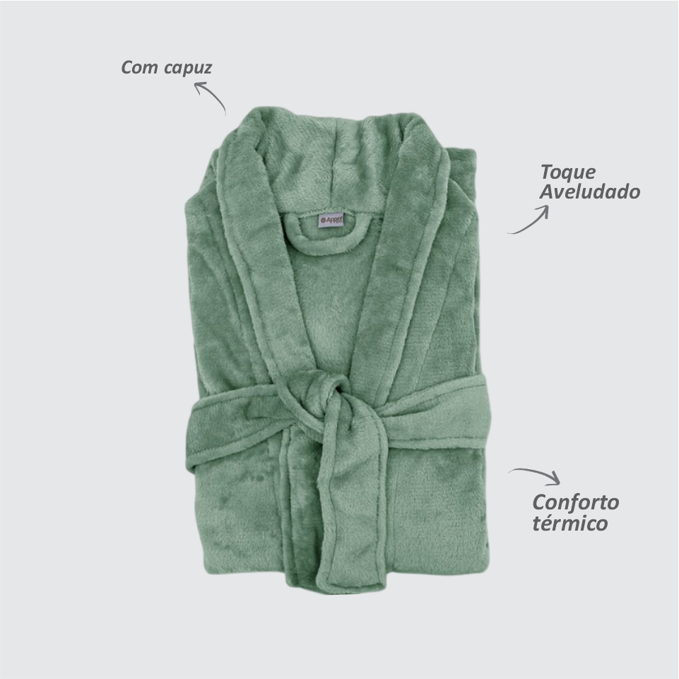 ROUPÃO DE MICROFIBRA CHARME TAMANHOS P M e G COR VERDE ERVAS