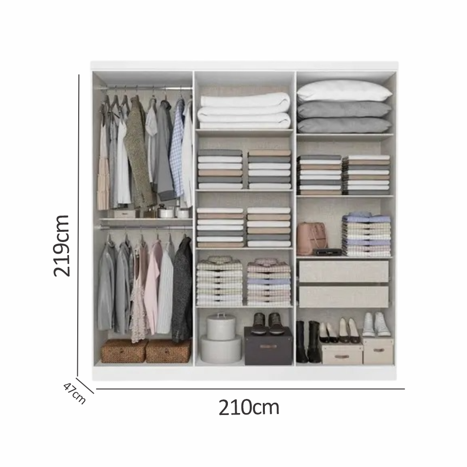 GUARDA ROUPA TROIA COM ESPELHO BRANCO..