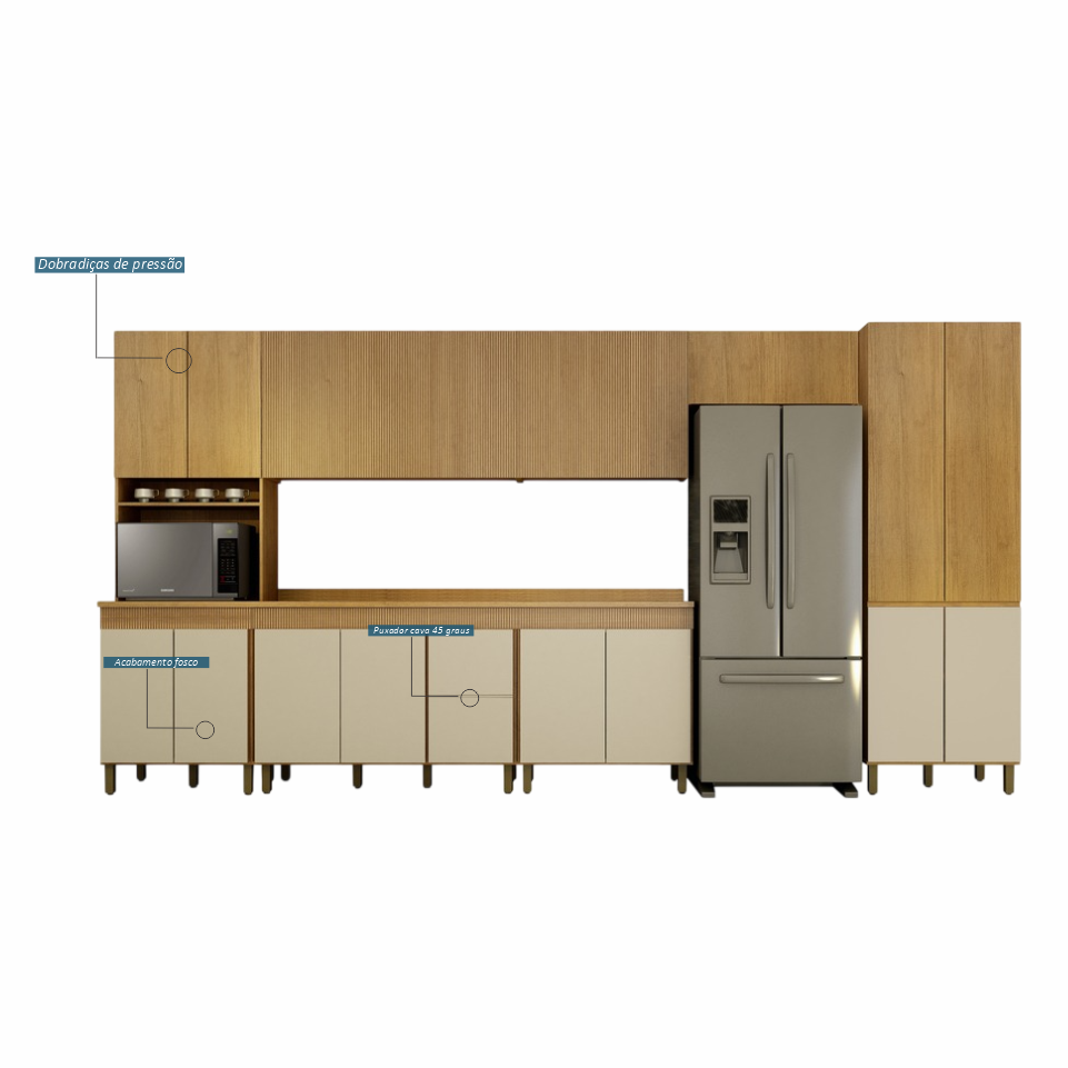 COZINHA DAKOTA 4,20M 7 PEÇAS CINAMOMO OFF WHITE ..