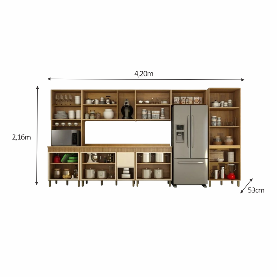 COZINHA DAKOTA 4,20M 7 PEÇAS CINAMOMO OFF WHITE .