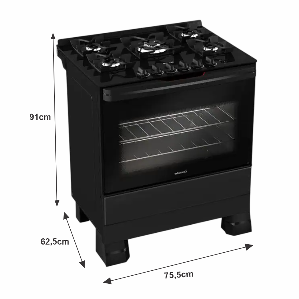 Fogão mfv-bf - 5 bocas acendimento automático - cor preto fosco