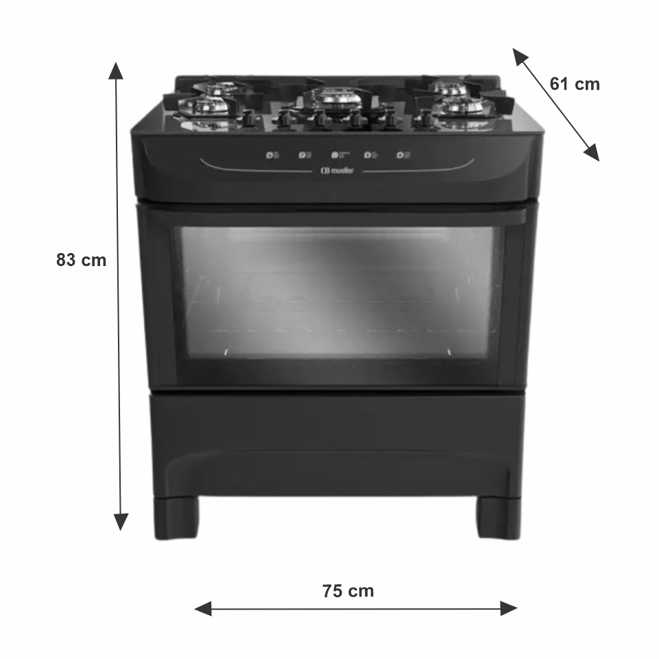 Fogão mfv mueller 5 bocas cor preto acendimento automático