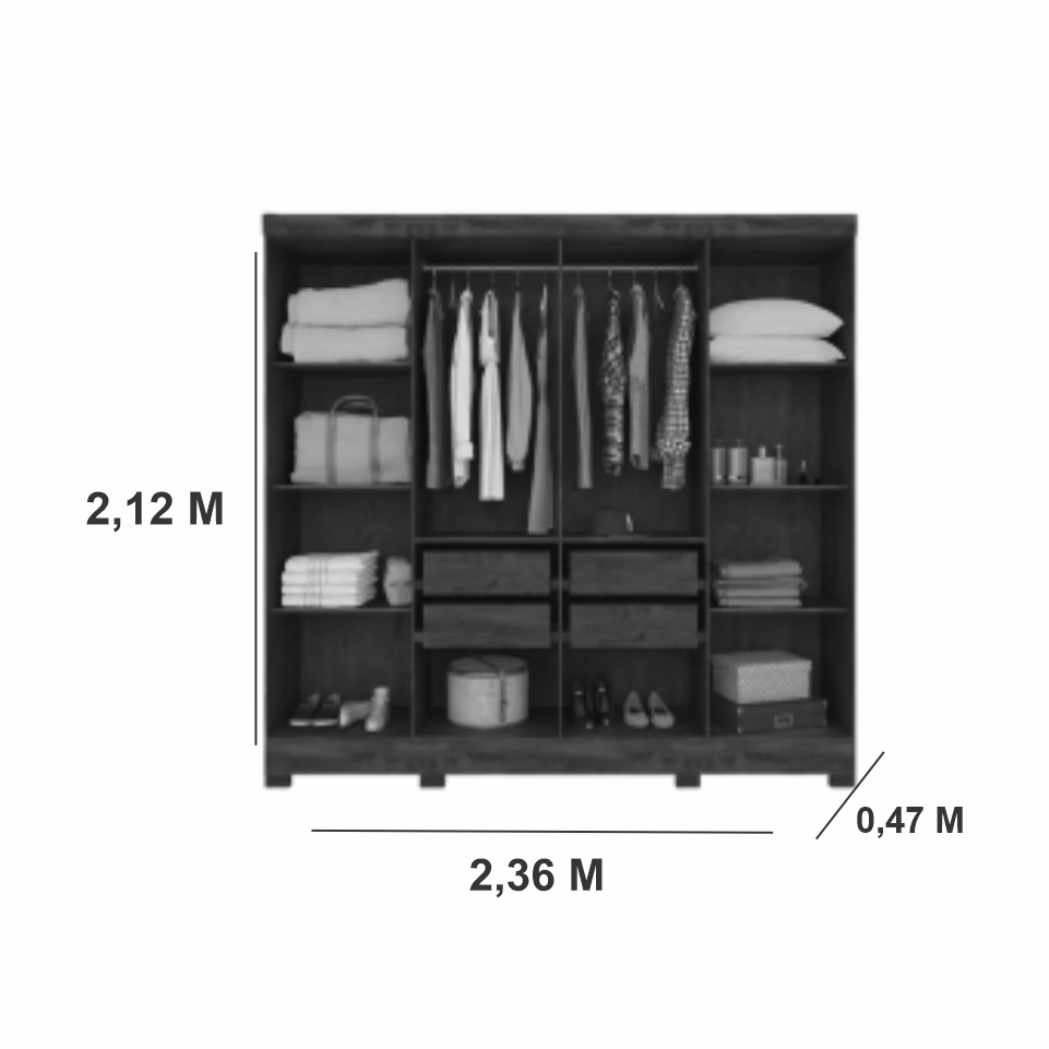 Guarda Roupa Diplomata Com Espelho Branco.