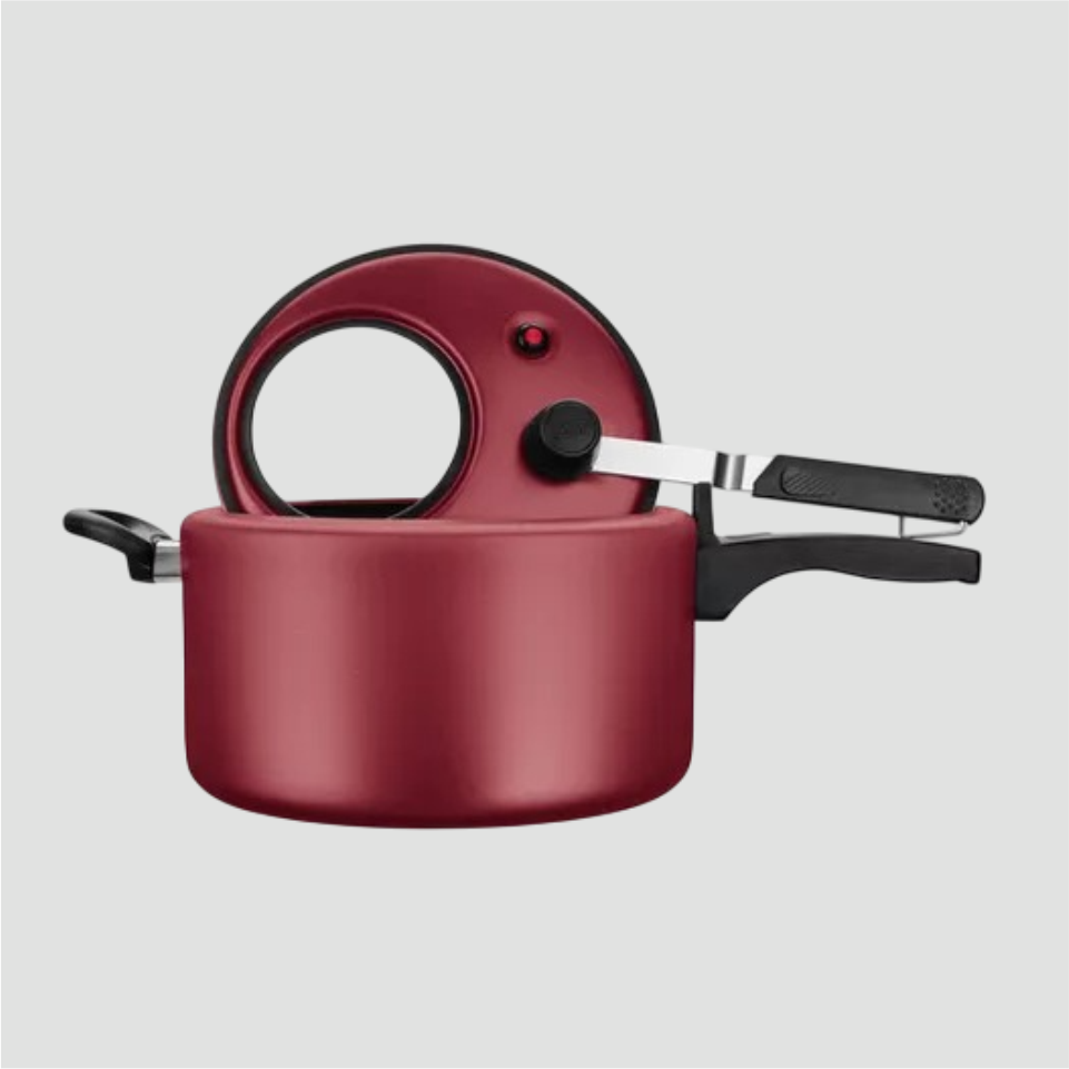 PANELA DE PRESSÃO ANTIADERENTE 8,0 LITROS VISOR SUPERIOR COR CEREJA.