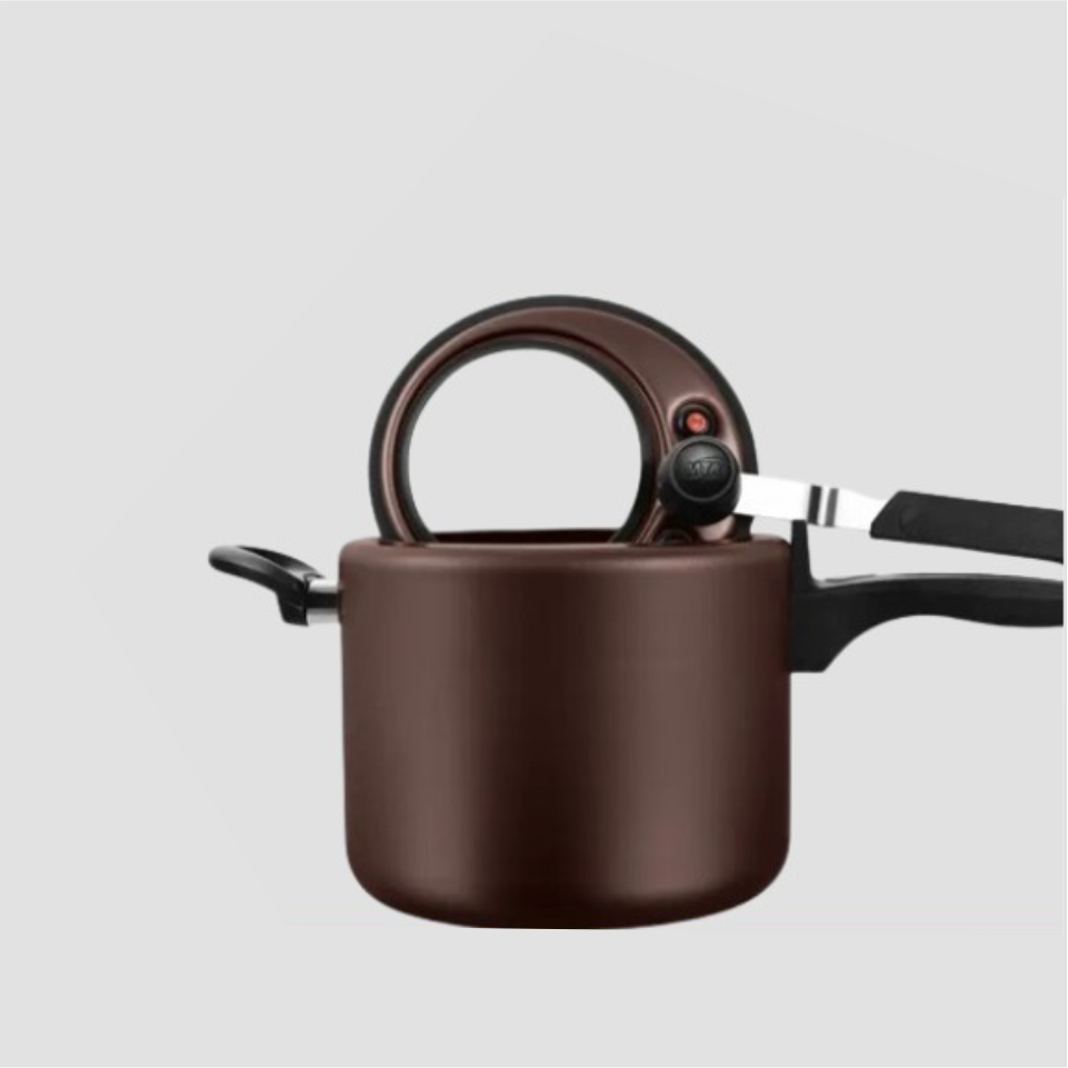 Panela de Pressão antiaderente visor superior Cor Chocolate - 4,5 litros.