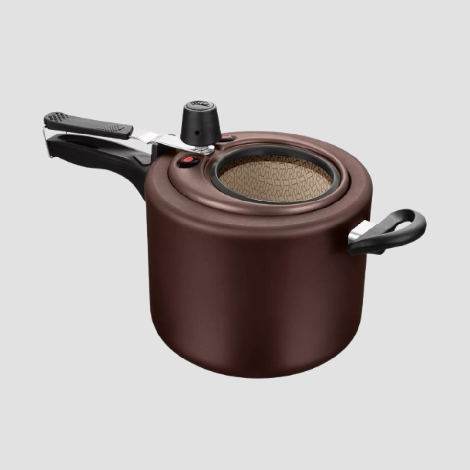 Panela de Pressão antiaderente visor superior Cor Chocolate - 8 litros