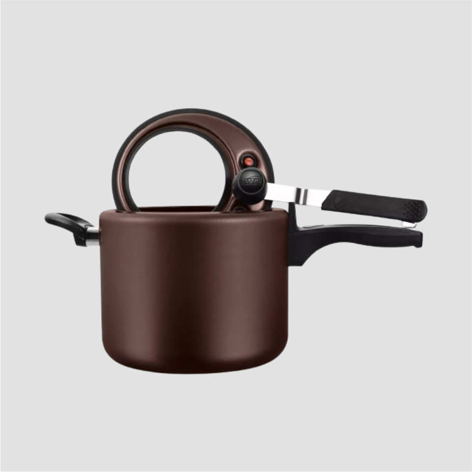 Panela de Pressão antiaderente visor superior Cor Chocolate - 8 litros.