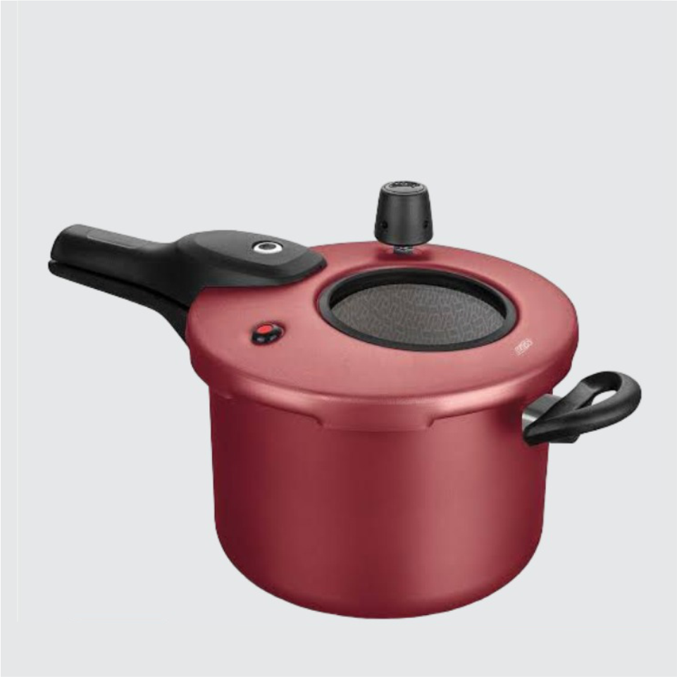 Panela de Pressão visor fecha externo Cor Cereja - 4,5 litros antiaderente