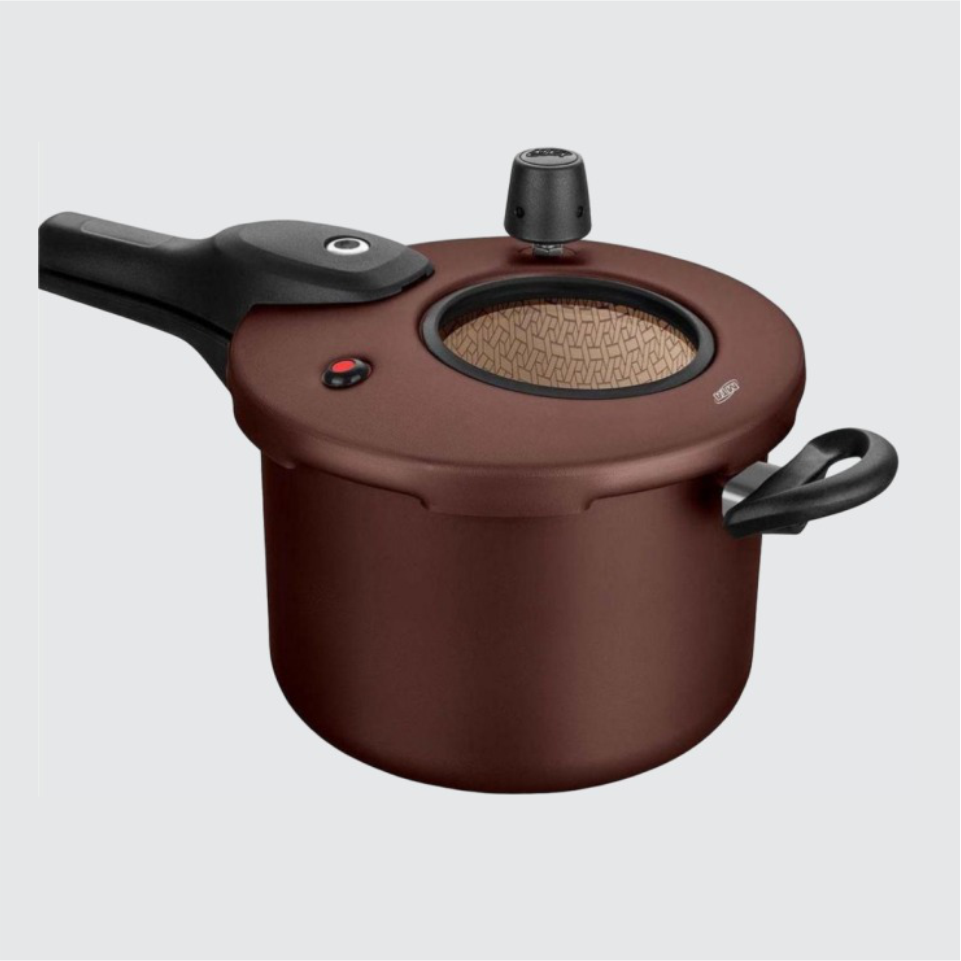 Panela de Pressão visor fecha externo Cor chocolate - 4,5 litros antiaderente